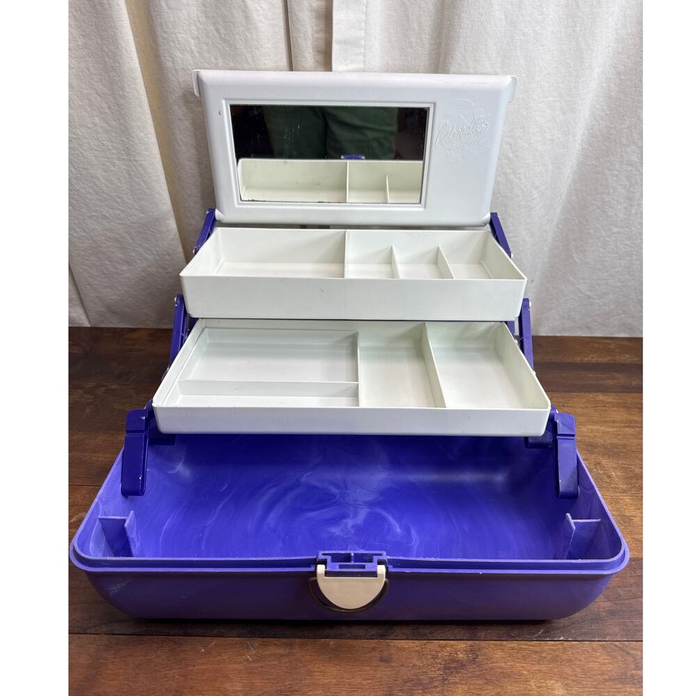 Caboodles California Vintage Makeup Travel Storage Case 2630 Purple 3-Tier USA
